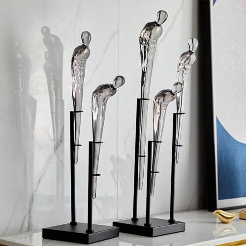 Modern Abstract Transparent Soot Resin Bowed Figures Decor Home Living Room Furnishing Office Desktop Ornaments Artwork Gifts