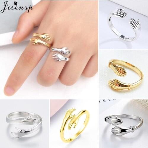 Unique Design Love Hug Carved Hand Rings for Women Men Give You A Hug Creative Love Forever Open Finger Ring BFF Jewelry Gift