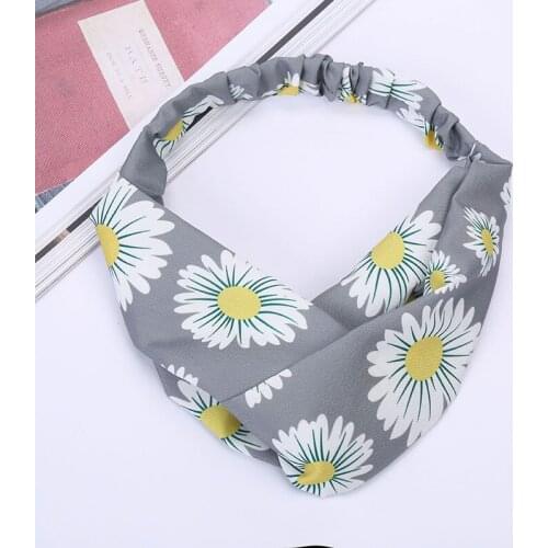 Spring New Style Sweet Flower Fabric Wide-brimmed Hair Band Fresh Elastic Scarf 12pcs/lot