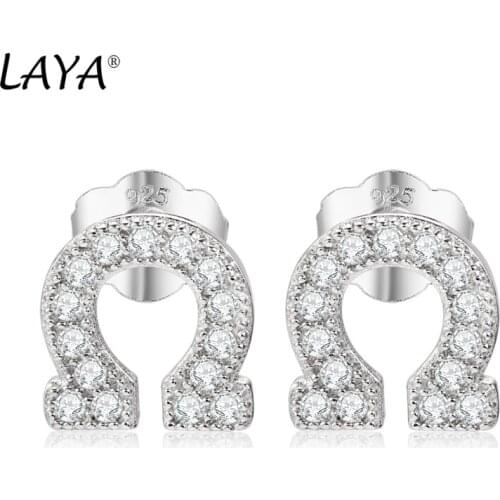 Laya 925 Sterling Silver Fashion Simple C New Style High Quality Zircon Stud Earrings For Women Wedding Elegant 2021 Trend