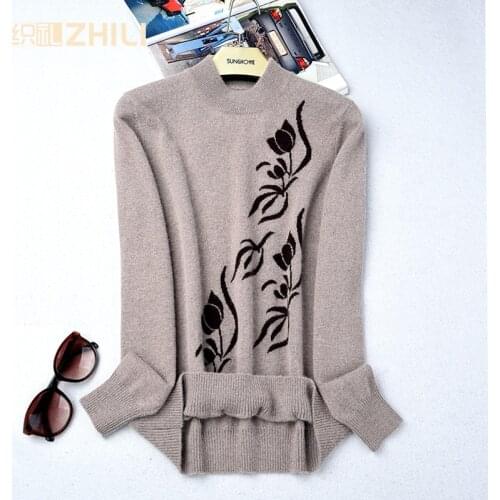 Cashmere sweater female short design 2017 formal sweater jacquard pullover o-neck mother clothing basic shirt
