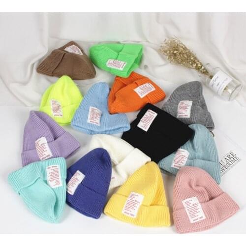 Winter new fashion crochet stretch knit hat baby toddler soft solid color warm hat children hat knitted beanie wool cap