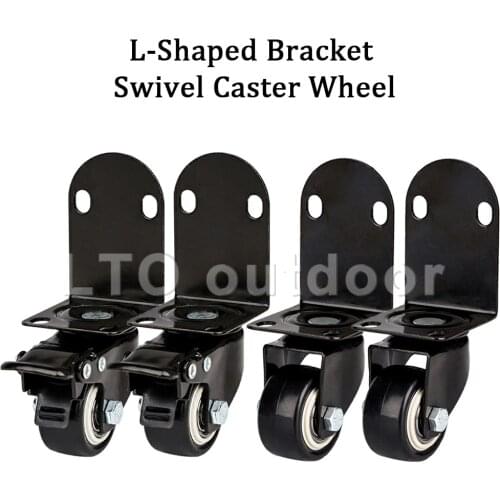 1/4PCS L-Shaped Bracket Swivel Caster Wheels No Noise For Crib Office Desk Bookcase Cabinet Home Accessories