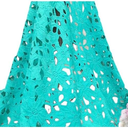 YACKALASI 1 Yard Eyelet Chemical Lace Fabrics 100% Fiber African Lace Jacquard 3D Flower Embroidery Fabric 120CM 270G/Yard
