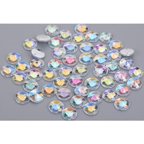 10mm Glitter AB Rhinestone Applique Flatback Round Acrylic Diamond Sewing Crystal Stones beads for Clothes 1000pcs