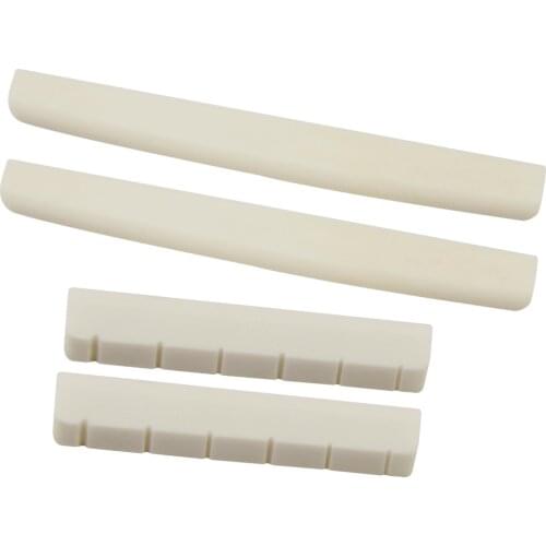 2 Set Classical Guitar Slotted Saddles Nuts Bone Musical Instrument Parts Beige