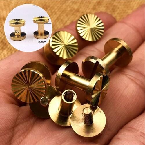 2 Sets Brass Sun Flower Pattern Belt Screws Nail Stud Rivets For Photo Album Leather Craft Studs Belt Wallet Fasteners 10mm Cap
