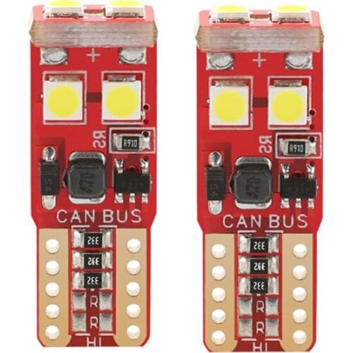 2PCS T10 3030 6SMD Car LED Replacement Bulbs Canbus Error Free High Brightness White Bulb License Plate Light Flashing strobe