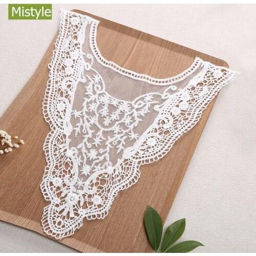 20pcs/lot White Embroidery flower Collar Lace Patches Appliques Venise Lace Fabric Sewing DIY Accessories Trims Craft