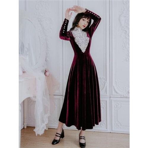 2020 new fashion womens clothing dresses Turtleneck Vintage dress