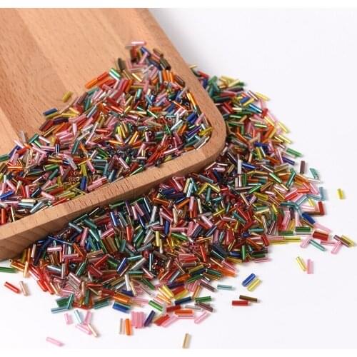 300Pcs 2x6mm Straight Bugles Loose Glass Seed Spacer Tube Leptospira Beads for Jewelry Making DIY Garment Sew Accessories
