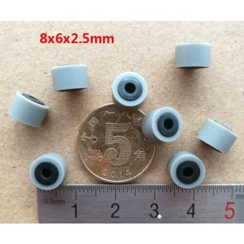 8pcs 8mmx6x2.5 press wheel belt pulley rubber audio pressure recorder cassette deck pinch roller tape recorder Stereo player