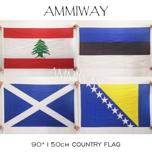 AMMIWAY 90*150cm 3x5 ft Lebanon Estonia Scotland Bosnia and Herzegovina Home Decoration Hanging Country National Flag