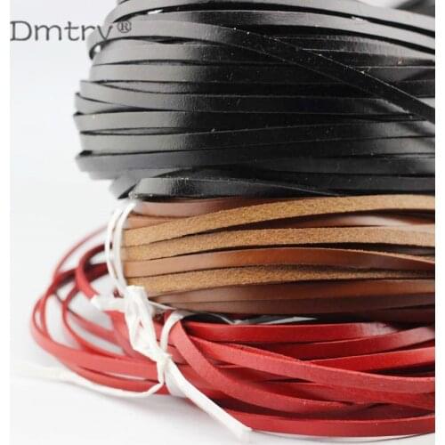 Anslow 3meter/lot 5*2MM Handmade DIY Flat Genuine Leather Cord For Diy Bracelet Necklace Jewelry Rope Cord LT0008