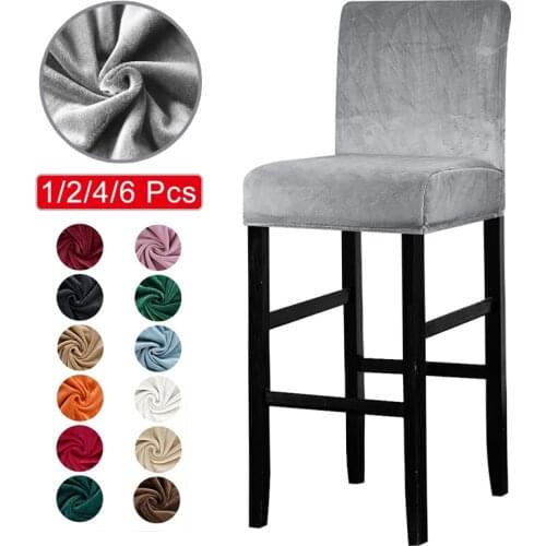 1/2/4/6 Pieces Velvet Fabric Bar Chair Cover Big Elastic High Stool Chair Protector Seat Case for Dining Room