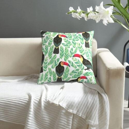 Seamless Pattern With Toucans And Tropical Leaves pillowcase printed cushion cover sofa waist pillow pillow cover