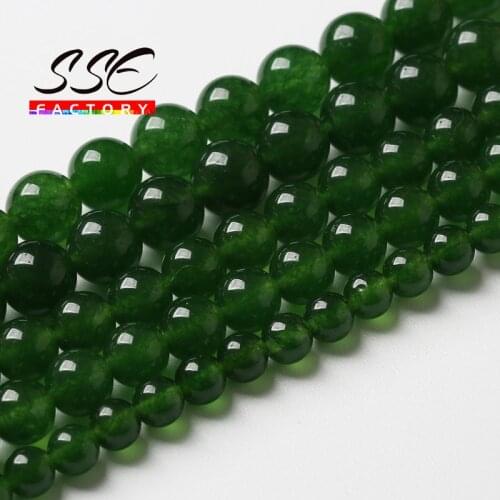 Natural Green Taiwan Jades Beads Stone DIY Charms Bracelet Necklace Round Loose Spacer Beads For Jewelry Making 4 6 8 10 12 14mm