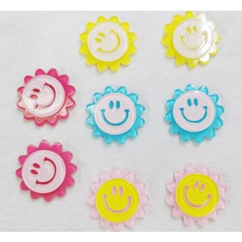 20pieces 26mm diy korea smiley sunflower flat base beads paster.for woman children kids head hairpin jewelry making accessories
