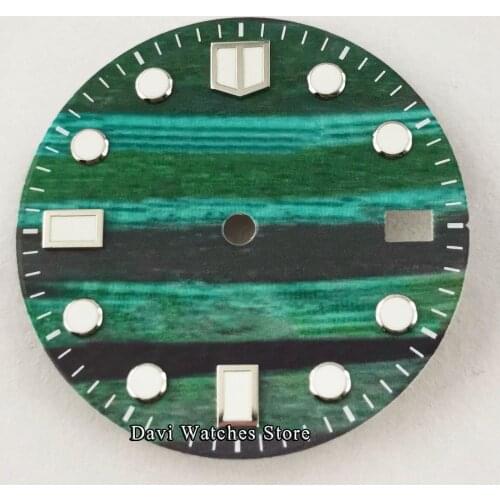Bliger Sterile New 28.5mm Sterile Watch Dial Green Luminous Fit For NH35 NH35A Movement Watch Parts