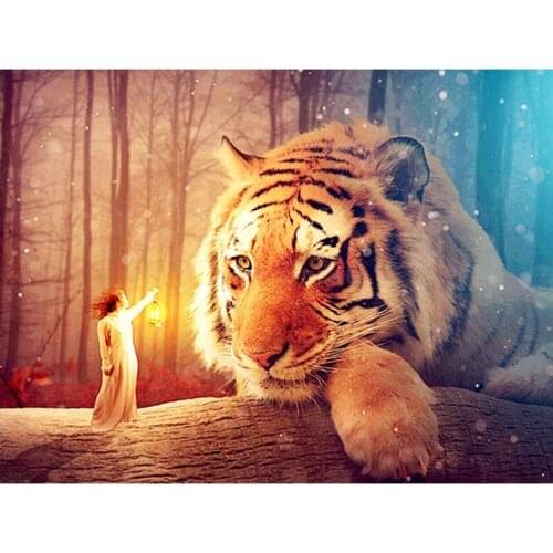 DIY Painting By Numbers Tiger Oil Coloring By Numbers Animal 40x50cm Wall Art Canvas Picture Hand Painted Home Decoration Gift
