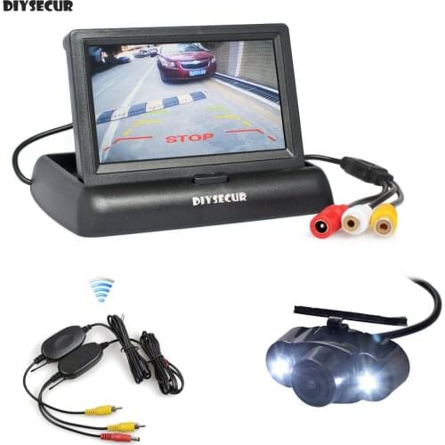 DIYSECUR Wireless 4.3" Car Reversing Camera Kit Back Up Car Monitor LCD Display HD LED Night Vision Car Rear View Camera