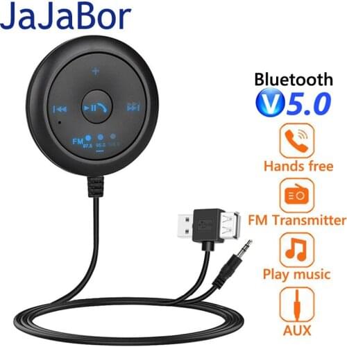 JaJaBor FM Transmitter AUX Audio Handsfree Receiver USB Flash Drive Music Car MP3 Player Car Bluetooth-compatible 5.0 Car Kit