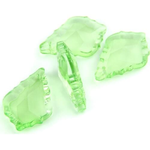 Crystal Parts For K9 Chandelier 10pcs/Lot 38mm Light Green Color Glass Maple Leaf Prism Pendants For Decoration