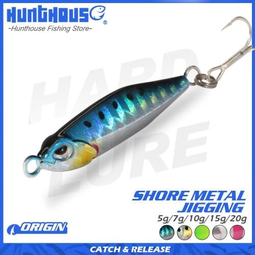 Hunthouse metal micro jig fishing lures casting lead jig pesca leurres rock fishing 5g 7g 10g 15g 20g for sea bass
