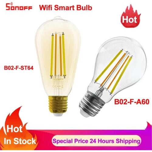 SONOFF B02-F Smart WiFi LED Filament Bulb Smart Home 7W E27 Base Vintage Light Timer Bulb Via Ewelink APP Work with Alexa Google