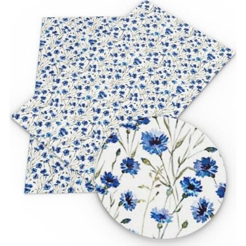 David accessories 20*33cm Flowers Printed Synthetic Artificial Leather,DIY Handmade Materials,Sewing,1Yc5739