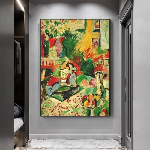 Henri Matisse Abstract Artwork Girl Reading Reproduction Canvas Painting Poster and Prints Modern Wall Art Pictures Room Decor