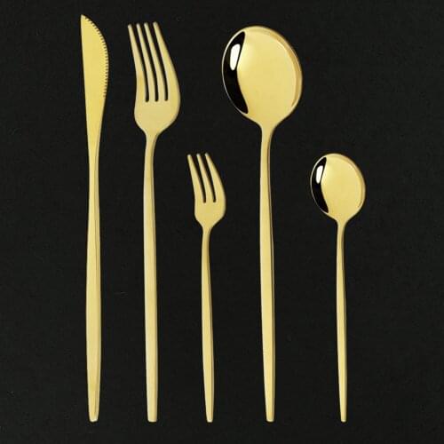 Korean Dinnerware Sets Stainless Steel Cutlery Set Kitchen Mirror Gold Tableware Set Knife Fork Spoon Dinner Set Dropshipping