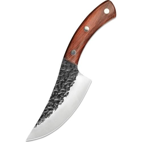 5.5 Inch 4cr13 Stainless Steel Forged Boning Knife Hammer Knife Ultra Deboning Pro Chef Knife Curved Wood Handle Cooking Slicer