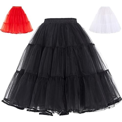 Summer Petticoats Puffy Organza Skirt Retro Vintage Dress Underskirts Women Hoops Plus Size Dance Crinoline Petticoat White