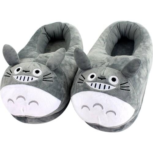 28cm Cartoon Cute Totoro soft Winter Warm Fashion Shoes Animal Home&House Indoor Floor Plush Slippers For Men and Women