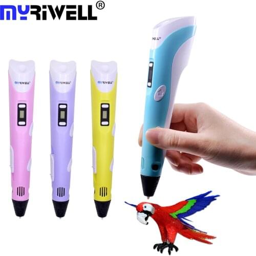 Myriwell RP-100B DIY 3D Pen DIY 3D Printing Pen Printer + Base / Power Adapter / 9M 1.75mm PLA Filament for Kids Design Painting