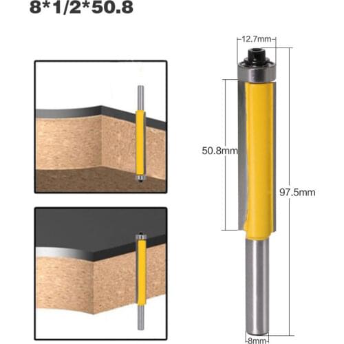 3pcs 8mm Shank 2" Flush Trim Router Bit Set Milling Cutters with Bearing for Wood Template Pattern Bit Wood Cutter Milling Tools