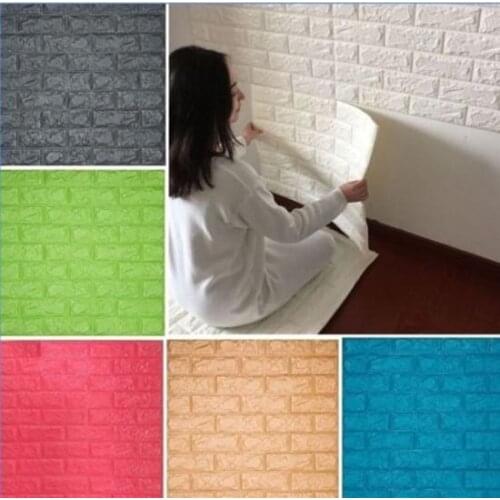 3D Wall Stickers Stock PE Foam Wallpaper DIY Self-adhesive Waterproof Decor Embossed Brick Stone77*70cm
