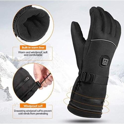 Men Women Winter Electric Heated Gloves with Reflective Strip Battery Powered