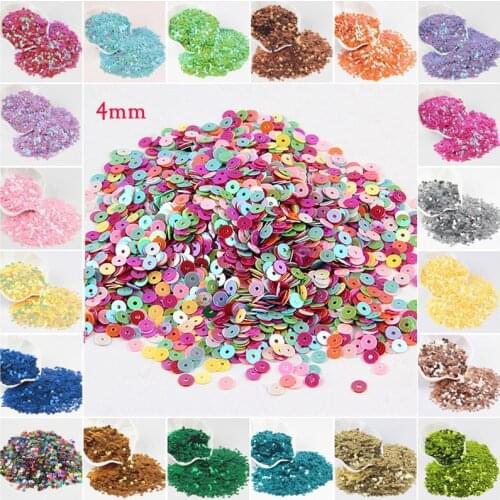 4mm Sequins Flat Round PVC Loose Paillettes Sequin With A Small Middle Hole For Wedding Craft Sewing Accessories 2000pcs(10g)