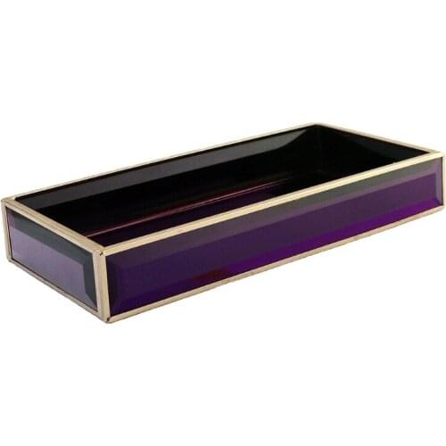 40GB Glass Tray Plate Translucent Dresser Cosmetics Perfume Storage Holder Jewelry Display Makeup Organizer for vanity Dresser