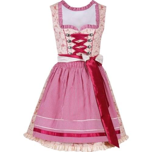 Deluxe Women German Dirndl Dress Bavarian Oktoberfest Beer Wench Costume Maid Outfit Fancy