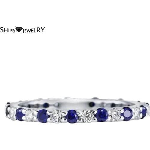 Shipei Luxury 925 Sterling Silver Sapphire Created Moissanite Gemstone Personality Bohemia Ring For Women Gifts Fine Jewelry