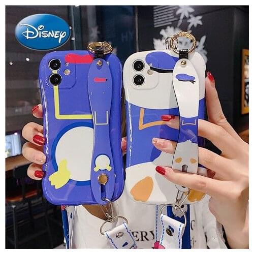 Disney Donald Duck Daisy for IPhone 7/8P/X/XR/XS/XSMAX/11/12Pro Xiaoman Waist Wrist Strap Lanyard Silicone Anti-drop Phone Case