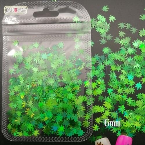 Ultrathin 6mm Mixed Leaf Sequins Nail DIY Glitter Paillette Laser Green Eo-Friendly PET Sequin Nails Art Manicure Material 2.5g