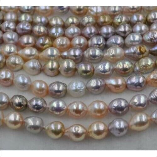GORGEOUS Rare Rainbow Multicolor Furrow Kasumi pearl strand 10-13*11-14mm