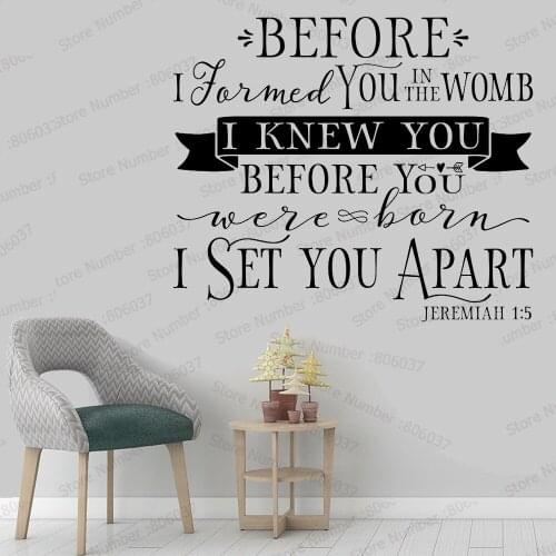 Vinyl Wall Words Scripture Bible Nursery Verse Flag Jeremiah 1:5 Before... Wall Sticker For Kids Room Art Home Decor Decal WL598