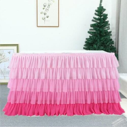 Waterproof Table Skirt Shiny Fluffy Net Yarn Table Skirts For Wedding Decoration Baby Shower Table Decoration Tableware Cloth