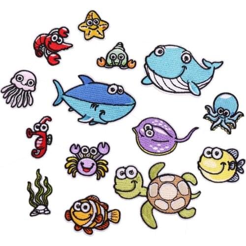 Embroidered Cloth Stickers Computer Embroidery Chapter Fashion Cartoon Submarine Creature Clothes Decorative Patch Sticker