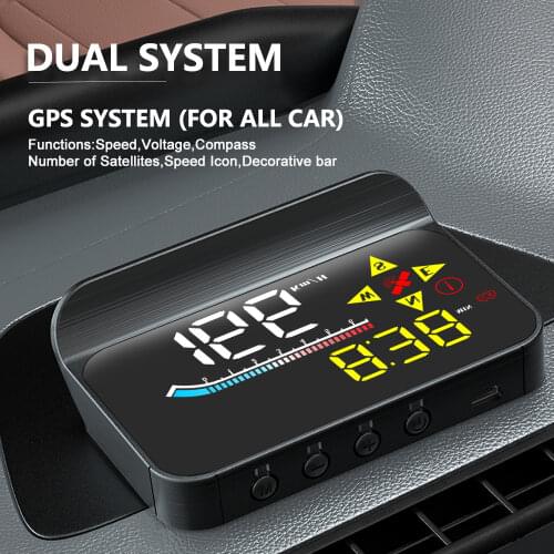 China Newest 2 IN 1 Car HUD GPS Navigation OBD2 Scanner On-board Computer Bluetooth Live GPS Navigation Speedometer Projection